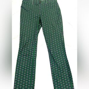 Anthropologie Essential Slim- Groovy purple butterfly on green pants
